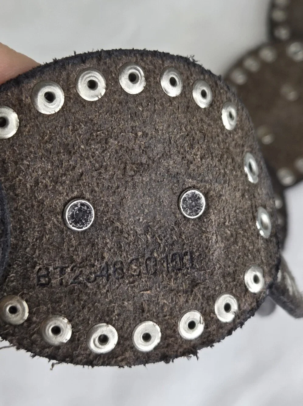 Fossil Size L Women's Belt Black Genuine Leather Silver-tone Buckle & Studs